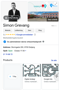 Google Business-profil i søgeresultatet